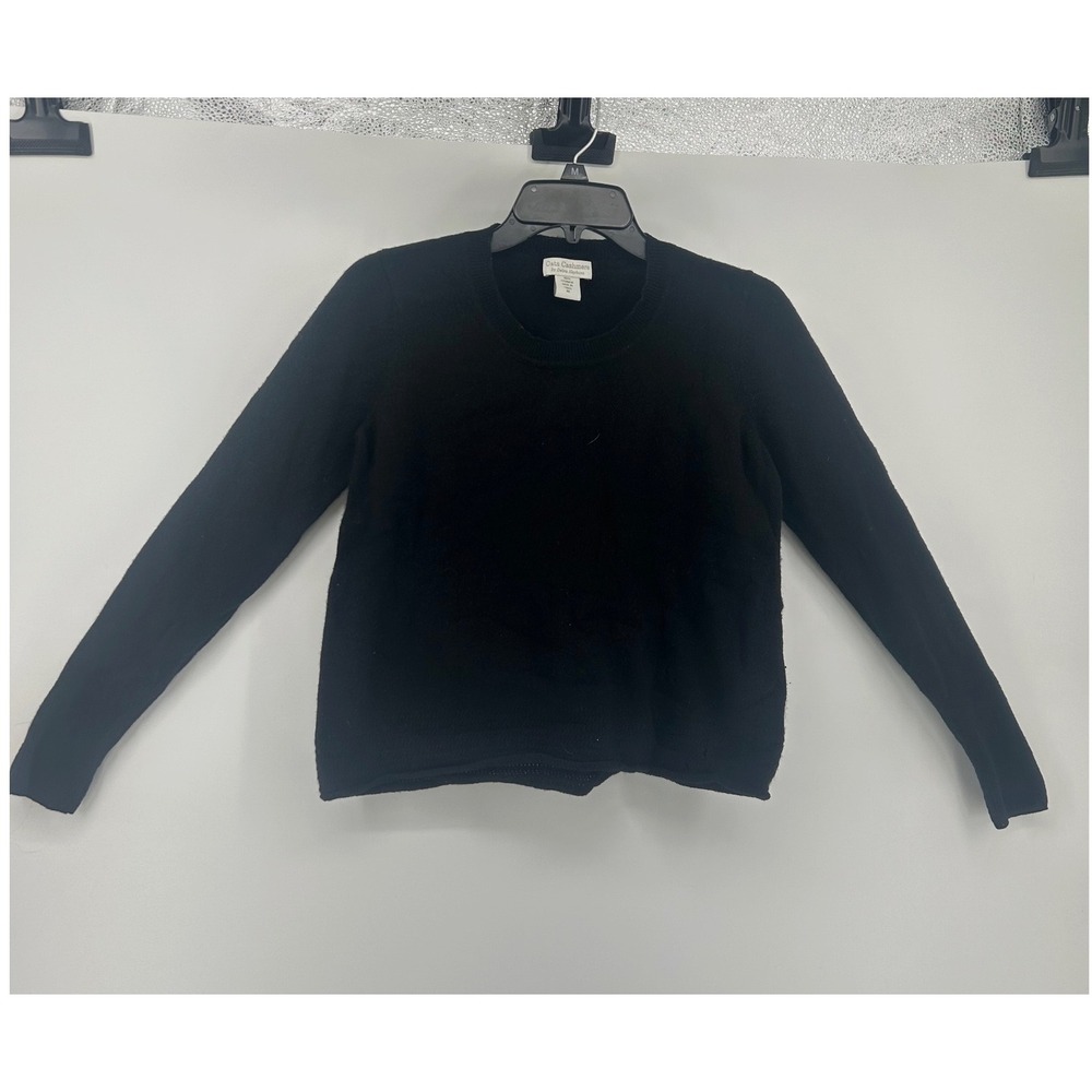 Oats Cashmere by Debra Hayburn Black 100% Cashmere Crewneck Sweater Womens M
